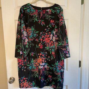TRINA TURK Split Tulip Sleeve Battista Floral Shift Dress Size XL